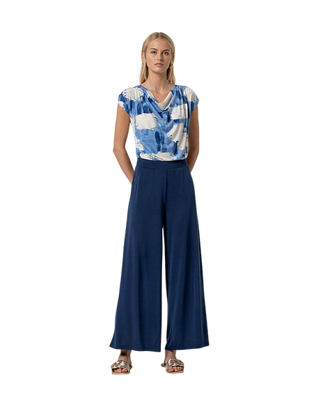 WIDE LEG PANTS NAVY BLUE