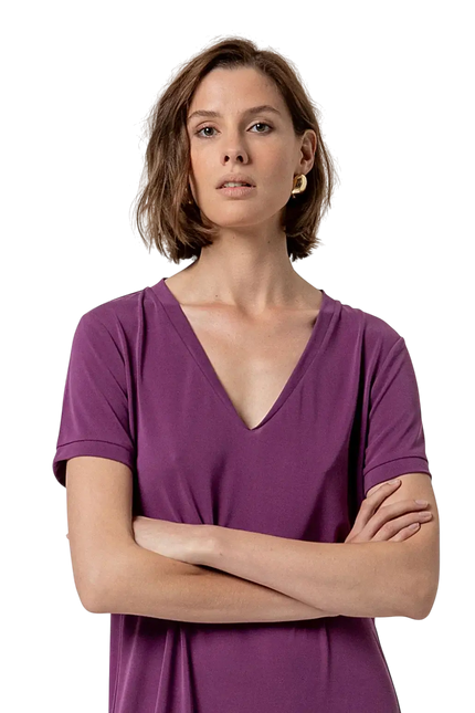 SURKANA LONG DRESS WITH SLITS AND V-NECK PURPLE