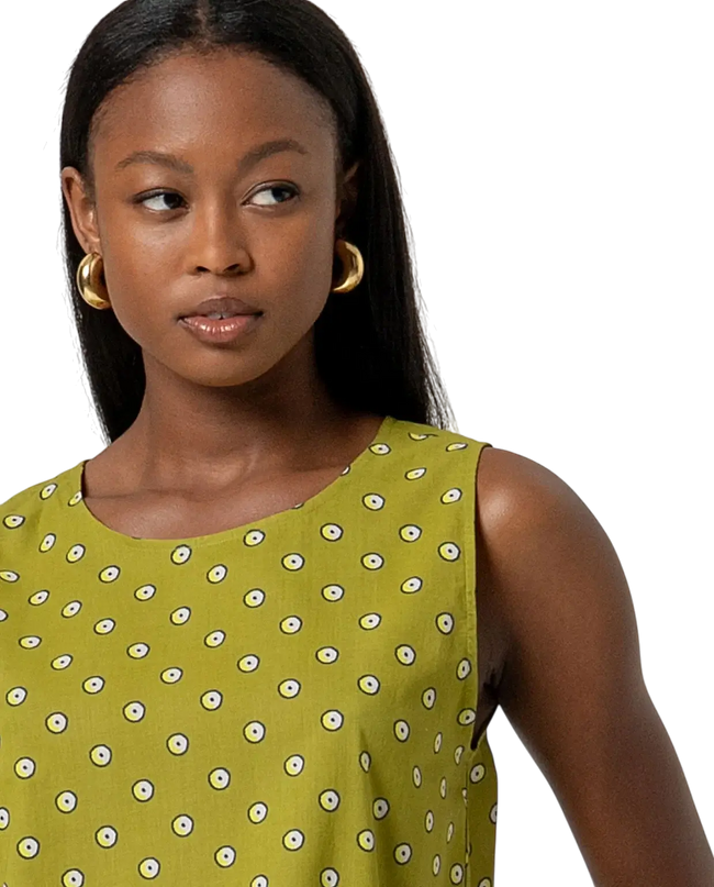 SURKANA GREEN SLEEVELESS ROUND-NECK TOP