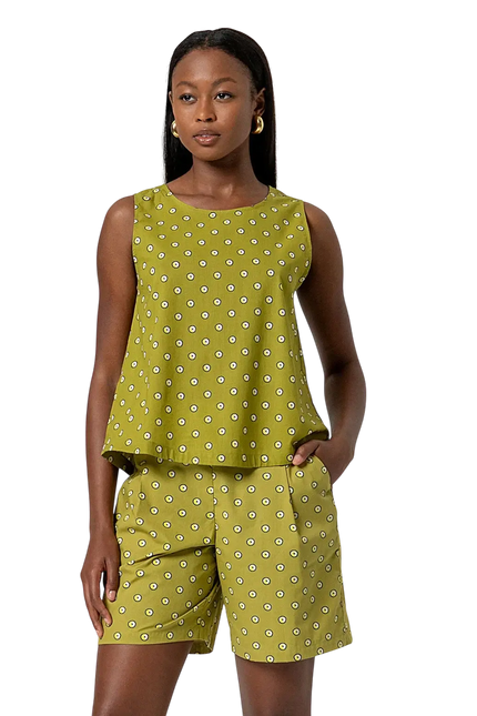 SURKANA SLEEVELESS ROuND NECK TOP GREEN