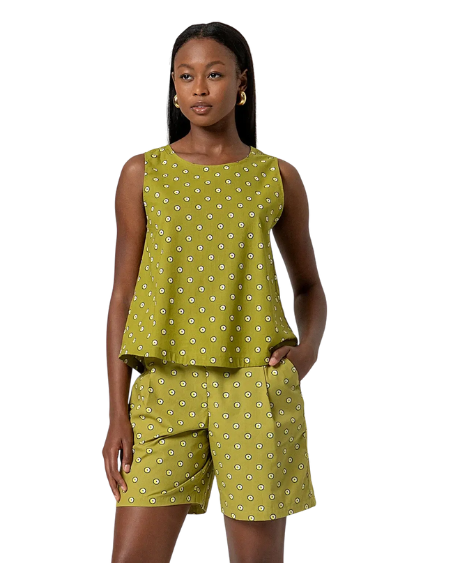 SURKANA GREEN SLEEVELESS ROUND-NECK TOP