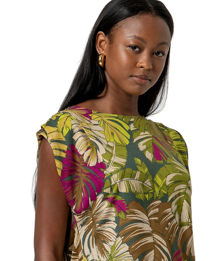 SLEEVELESS TOP WITH DRAPING GREEN