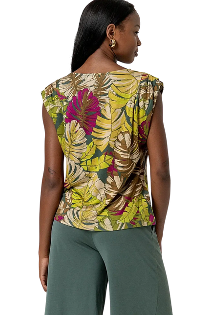 SURKANA SLEEVELESS TOP WITH DRAPING GREEN