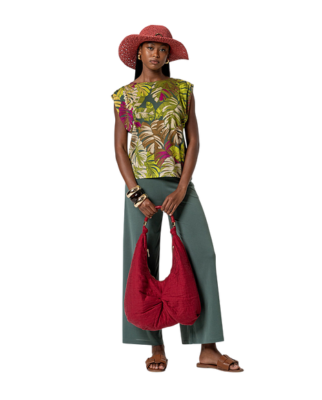 SLEEVELESS TOP WITH DRAPING GREEN