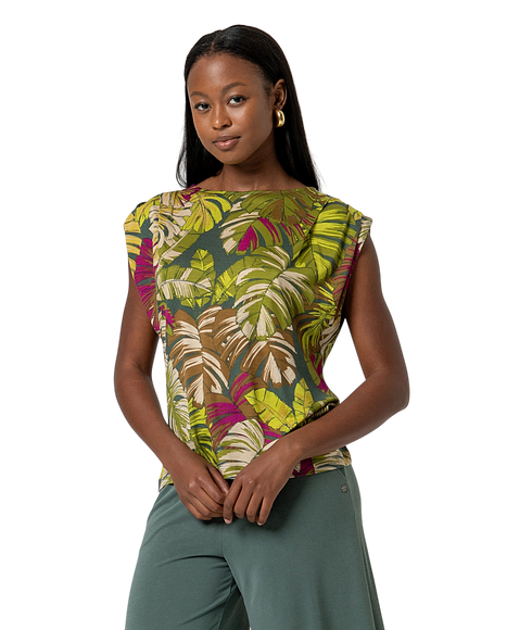 SLEEVELESS TOP WITH DRAPING GREEN