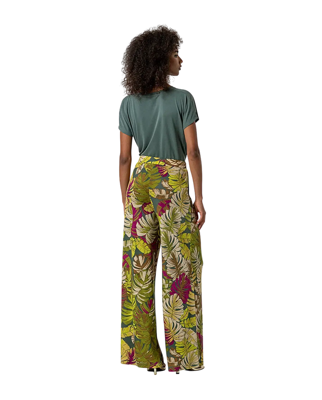 GREEN WIDE-LEG PANTS