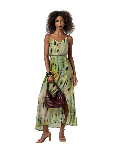 V-NECK STRAP DRESS GREEN