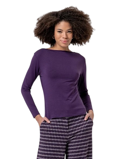 SURKANA BOAT NECK TOP, PAARS