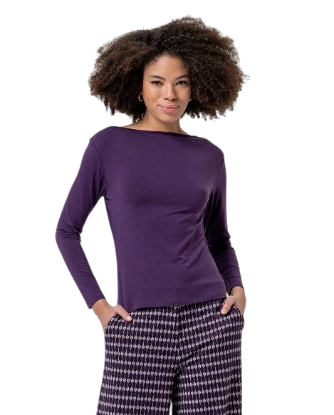 SURKANA BOAT NECK TOP, PAARS
