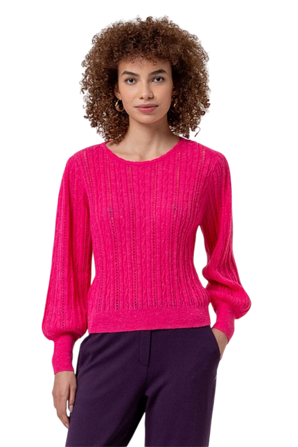 Surkana Round-neck jumper with pointelle Cherry