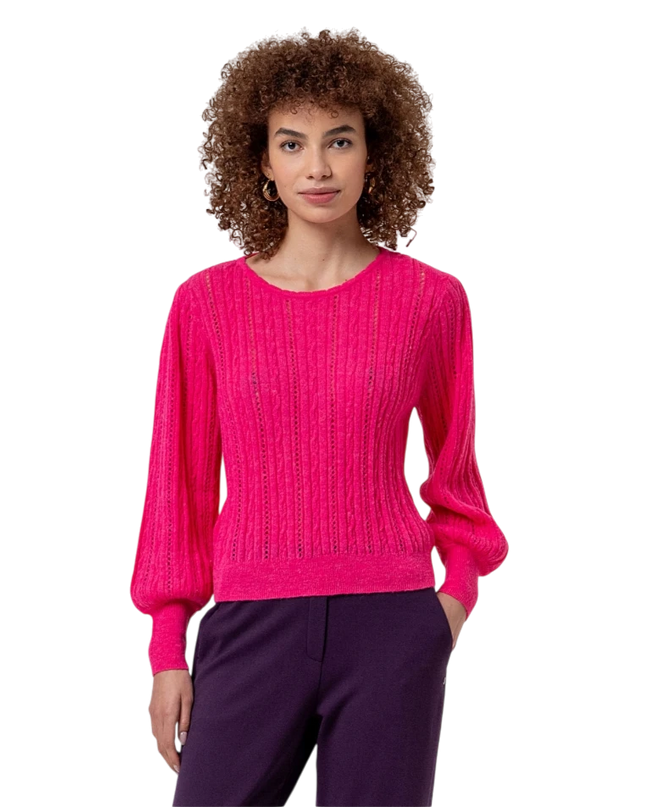 Surkana Round-neck jumper with pointelle Cherry