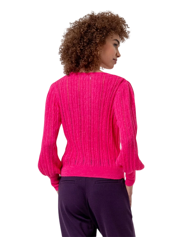 Surkana Round-neck jumper with pointelle Cherry