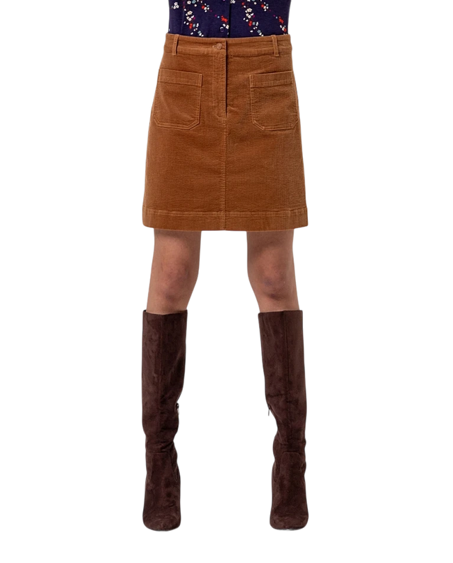surkana short corduroy skirt with pockets Toffee