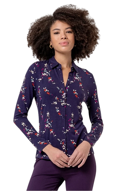 Surkana Floral viscose shirt, Purple