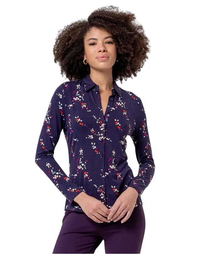 Surkana Floral viscose shirt, Purple