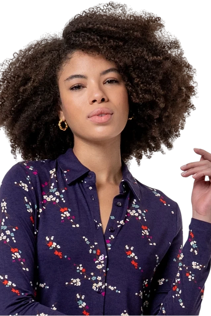 Surkana Floral viscose shirt, Purple