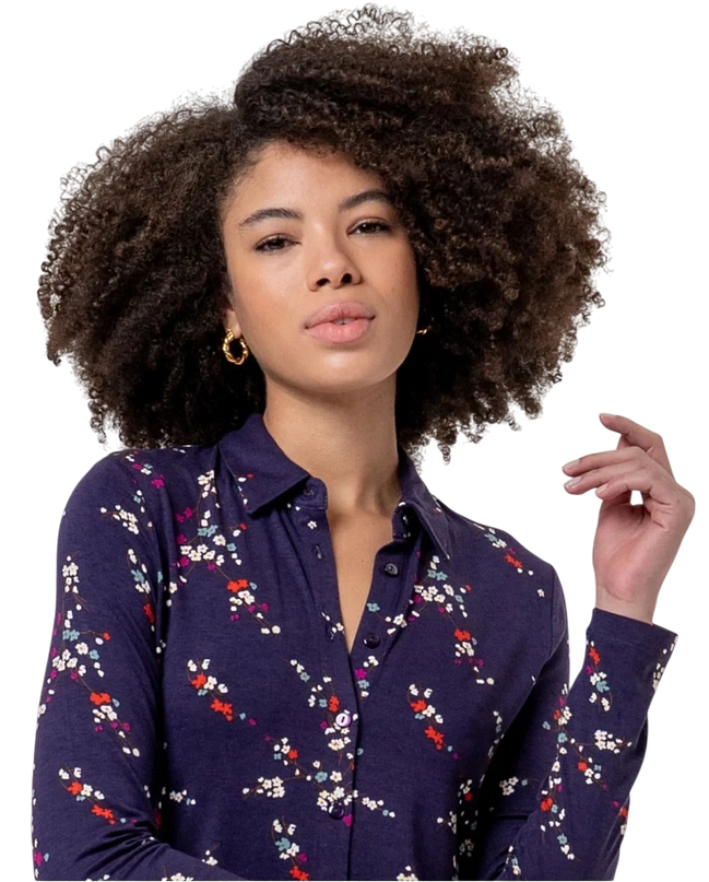 Surkana Floral viscose shirt, Purple