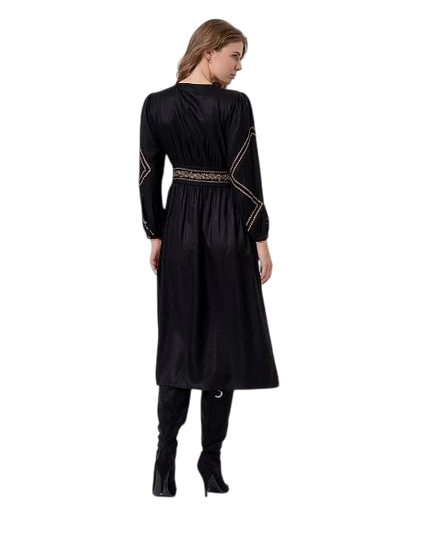 SURKANA EMBROIDERED DRESS, ZWART