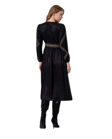 SURKANA EMBROIDERED DRESS, ZWART