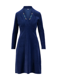 BLUTSGESCHWISTER JURK VELVET GLAMOUR AURA, INDIGO DEPTHS BLUE