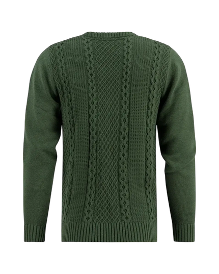 Pullover a trecce verde scuro