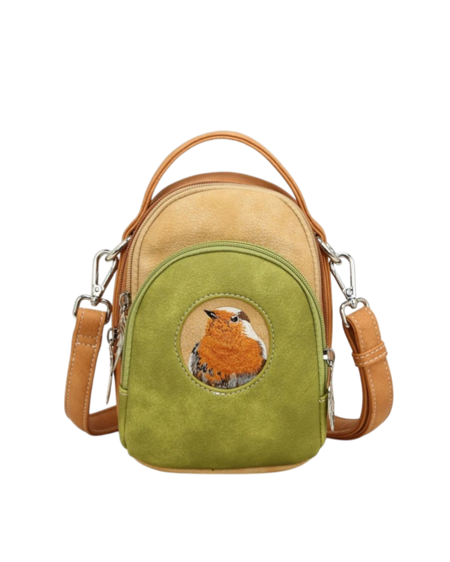 Ditty Hand-/schoudertas/crossbody L. green/Peach/Orange - Roodborstje