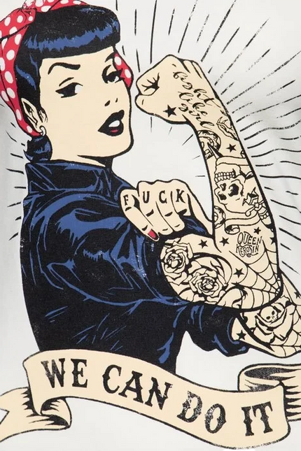 QUEEN KEROSIN TOP "WE CAN DO IT", WIT