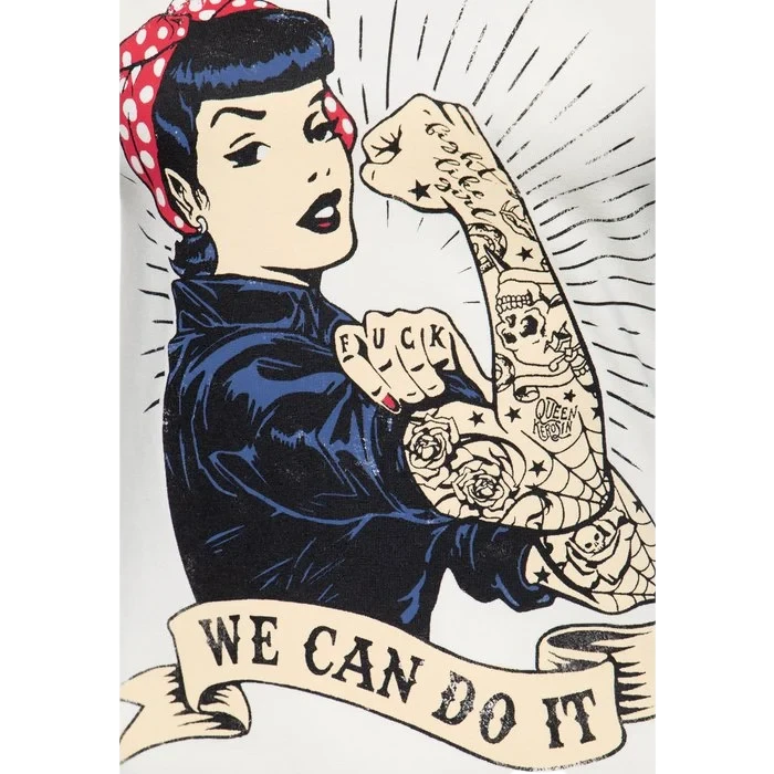 QUEEN KEROSIN TOP "WE CAN DO IT", WIT