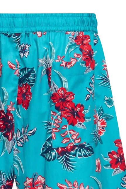 KING KEROSIN KORTE BROEK HIBISCUS, SKY BLUE