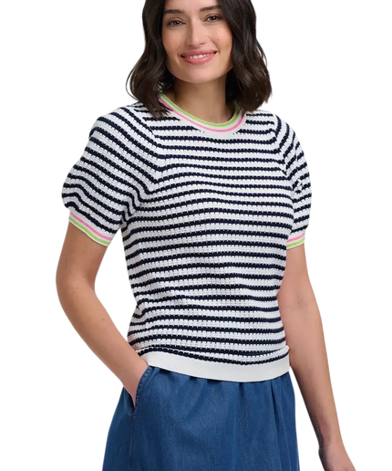 BARR SUGAR HILL BRIGHTON MAGGIE CORALINE OFF WHITE/NAVY. NAUTICAL STRIPE