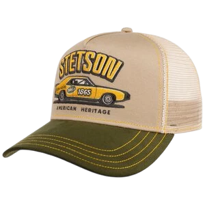 STETSON TRUCKER CAP STETSON RACING, GREEN/ BEIGE
