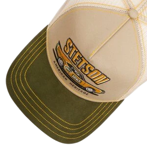 STETSON TRUCKER CAP STETSON RACING, GREEN/ BEIGE