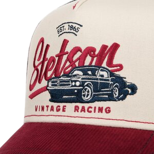 STETSON TRUCKER CAP VINTAGE RACING, WINE/ OFFWHITE