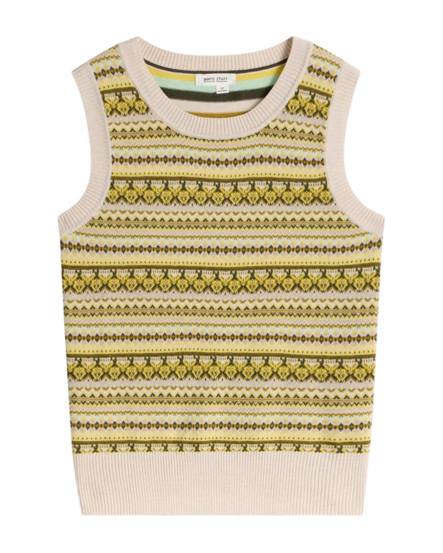 Fairisle Stripe Tank Spencer",  chartreuse multi