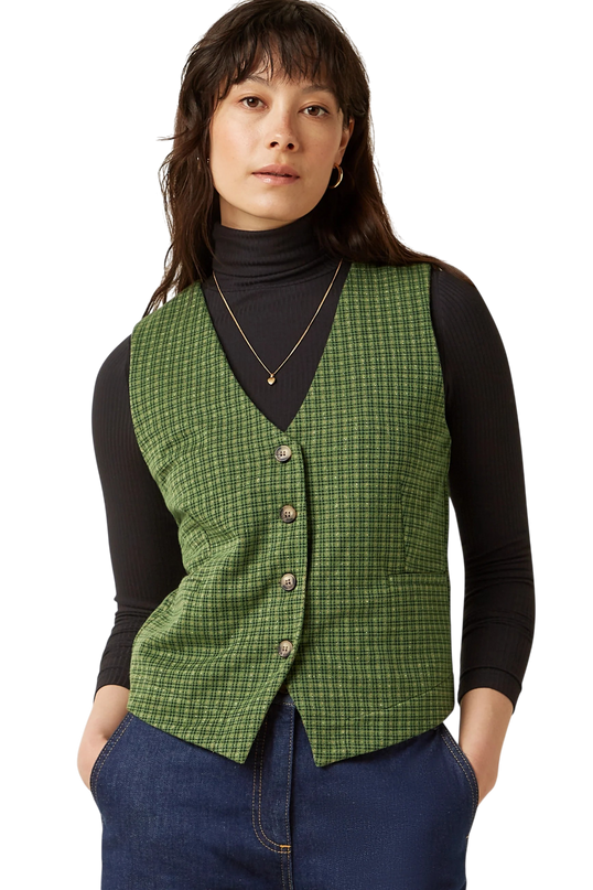 Bianca Gilet Ivy Check, guacemole