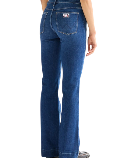DŻINSY WRANGLER ROZKLOSZOWANE, CIEMNY SPRANY DENIM