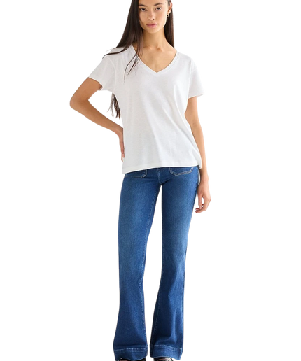 DŻINSY WRANGLER ROZKLOSZOWANE, CIEMNY SPRANY DENIM