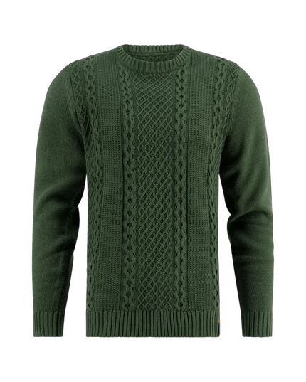 Pullover a trecce verde scuro