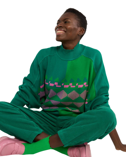 Diamond Loom Egg chunky pullover green