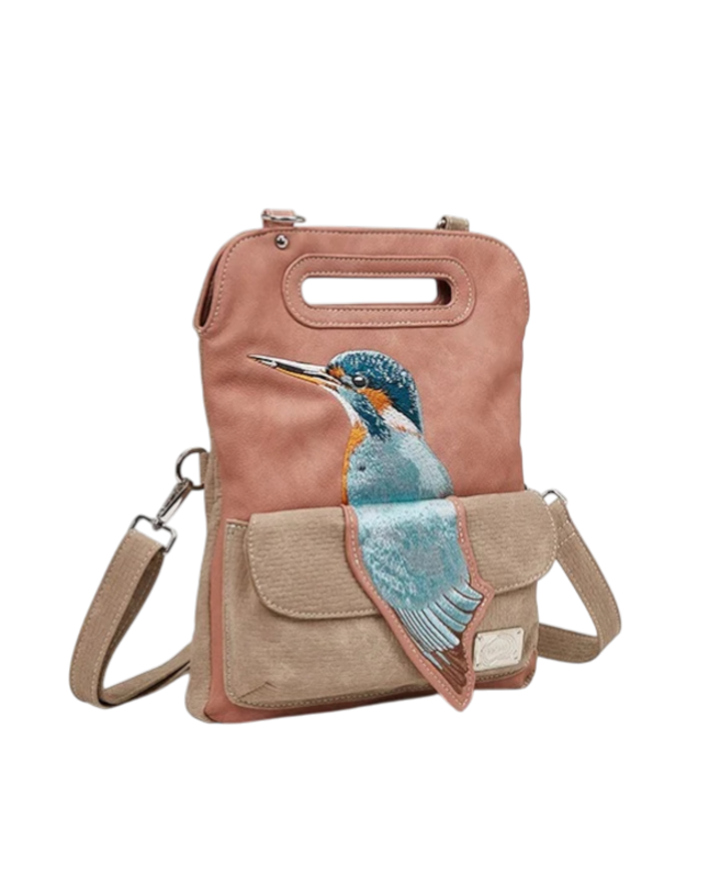 hand- / schoudertas / clutch "King Fisher", pink/ beige