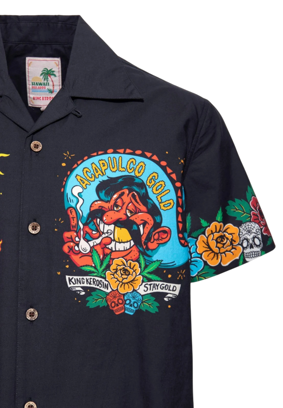Hawaii Hemd Acapulco Gold zwart