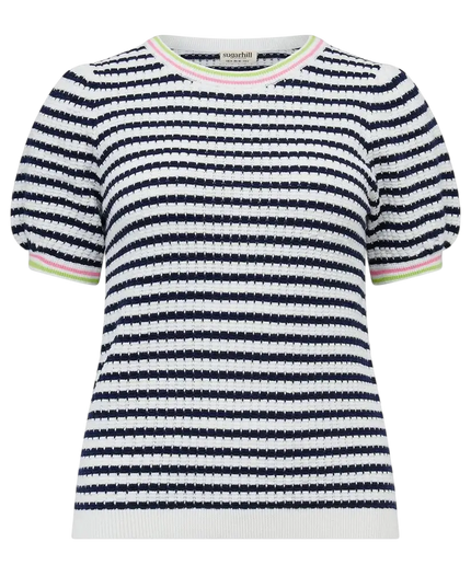 BARR SUGAR HILL BRIGHTON MAGGIE CORALINE OFF WHITE/NAVY. NAUTICAL STRIPE
