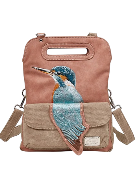hand- / schoudertas / clutch "King Fisher", pink/ beige