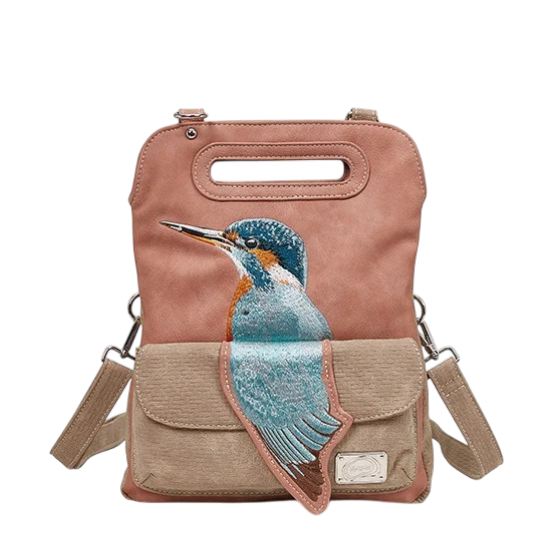 hand- / schoudertas / clutch "King Fisher", pink/ beige