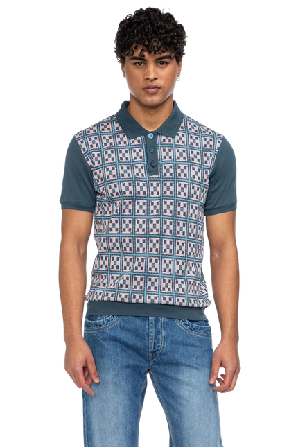 ATO BERLIN POLO ENZIO, BLAUW/ ROZE