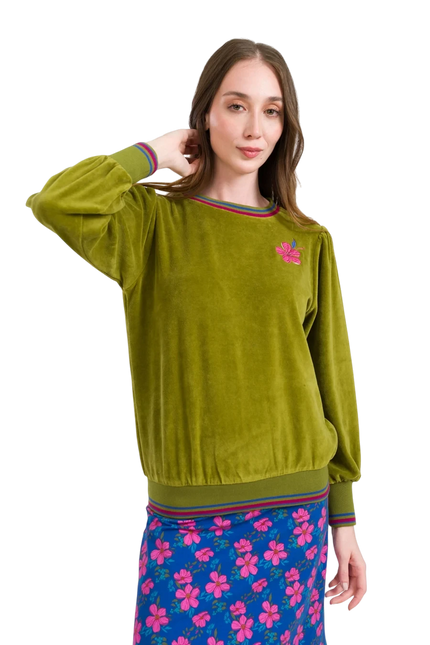 LALAMOUR JUICE SWEATER VELOUR, SPHAGNUM