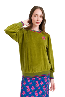 LALAMOUR JUICE SWEATER VELOUR, SPHAGNUM