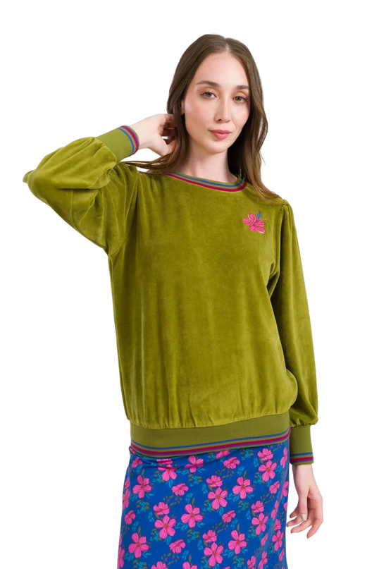 LALAMOUR JUICE SWEATER VELOUR, SPHAGNUM