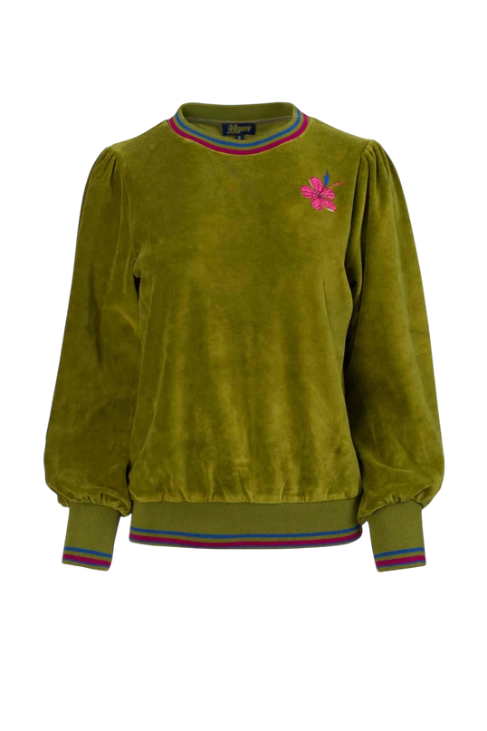 LALAMOUR JUICE SWEATER VELOUR, SPHAGNUM