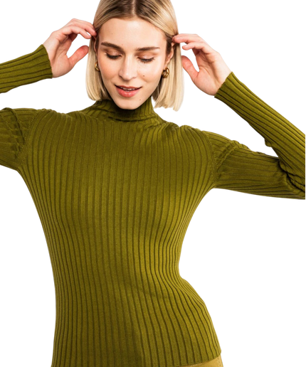 MAGLIONE A COLLO ALTO BLUTSGESCHWISTER JAZZ & CHILL, MAGLIA COLOR SUCCO DI MELA
